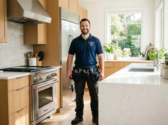 Appliance Repair Hero technician in a Boulevard, CA kitchen after an appliance repair